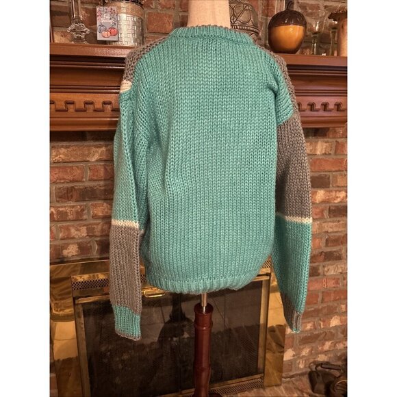 Vintage Forum Blue & Gray Bulky Sweater Size Medium Oversized - Picture 3 of 7